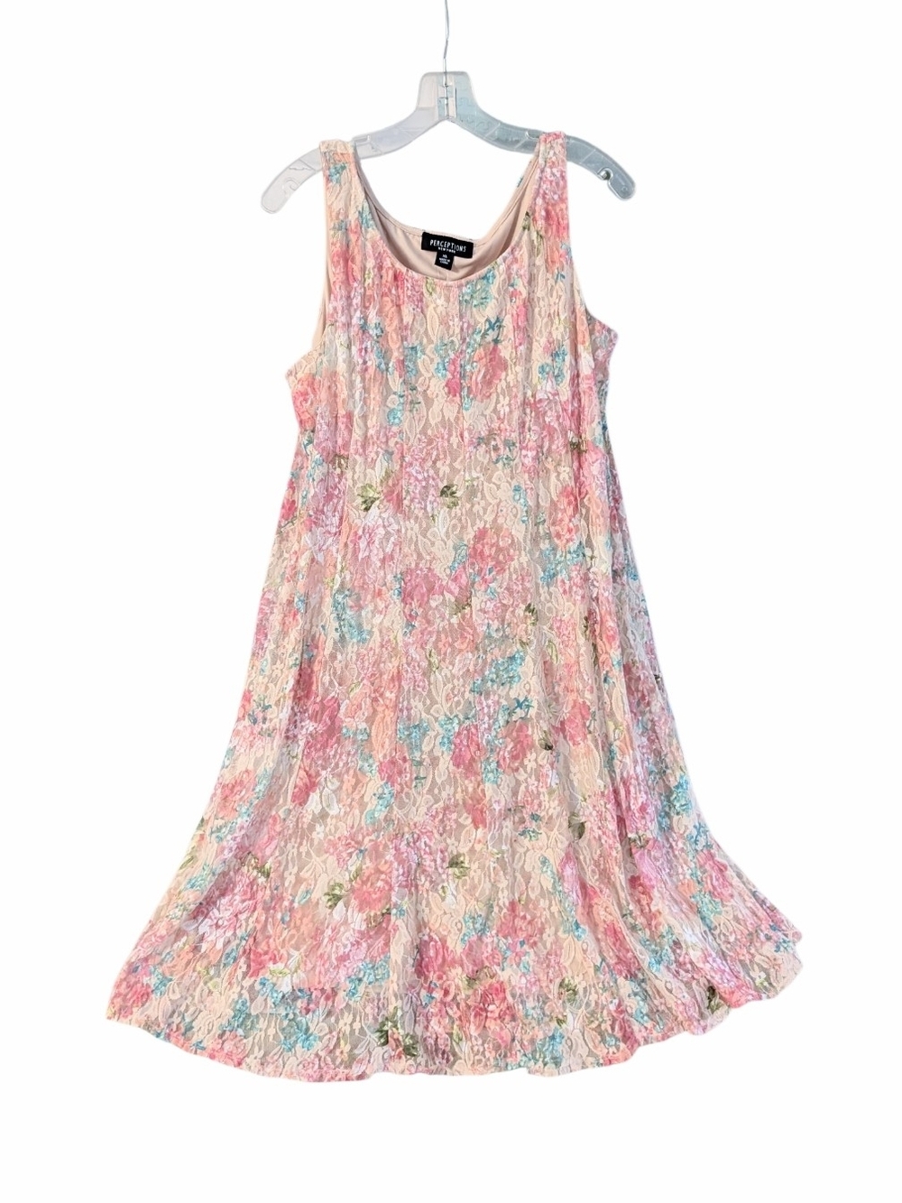 Perceptions New York Floral Lace Sleeveless Dress, Size XL